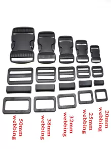 2 Sets Of Buckle Combination Set 2cm-5cm Pet Collar Buckle Four-piece Adjustable Webbing Buckle Bag Accessory - Black - View 7