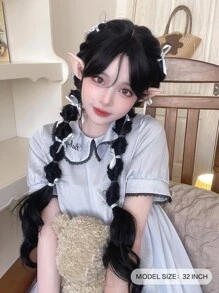 alicegarden 1 Synthetic Heat-Resistant ,Wavy Wigs Black Wig , Curly Bangs ,32 Inches Long, Fully Machine Woven Daily Natural Realistic Wig (Excluding Accessories) - màu đen - Xem 3