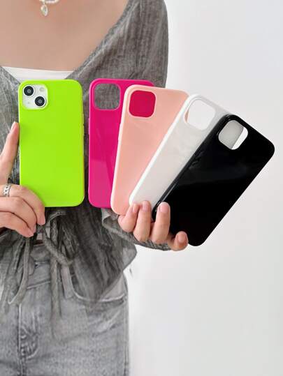 5pcs Dopamine Solid Color Phone Cases, Black/White/Green/Rose Red/Pink, Compatible With IPhone 16/16 Pro/16 Plus/16 Pro Max Waterproof Shockproof Anti-Fall Scratch Resistant