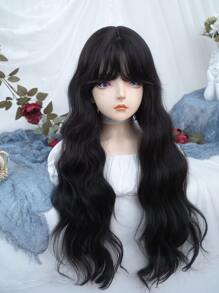 alicegarden 1 Synthetic Heat-Resistant ,Wavy Wigs Black Wig , Curly Bangs ,32 Inches Long, Fully Machine Woven Daily Natural Realistic Wig (Excluding Accessories) - màu đen - Xem 8