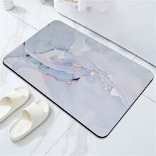 1片白色大理石浴室地毯,吸水,安全防滑橡膠浴室墊,彈性防疲勞耐磨地墊,適用於浴缸前的淋浴間、客廳、臥室、廚房、室內門裝飾 - 米色 - 查看 1