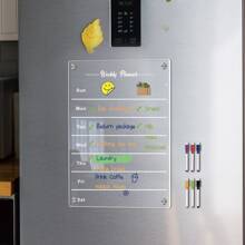 1 Miếng Acrylic Nam châm tủ lạnh Với 6 Bảng trắng Điểm đánh dấu , 3D Từ tính Acrylic trong suốt Kế hoạch hàng tuần Bảng tin , Có thể xóa Từ tính Nhãn dán tủ lạnh - màu trong suốt - Xem 5