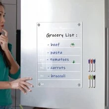 1 Miếng Acrylic Nam châm tủ lạnh Với 6 Bảng trắng Điểm đánh dấu , 3D Từ tính Acrylic trong suốt Kế hoạch hàng tuần Bảng tin , Có thể xóa Từ tính Nhãn dán tủ lạnh - màu trong suốt - Xem 2