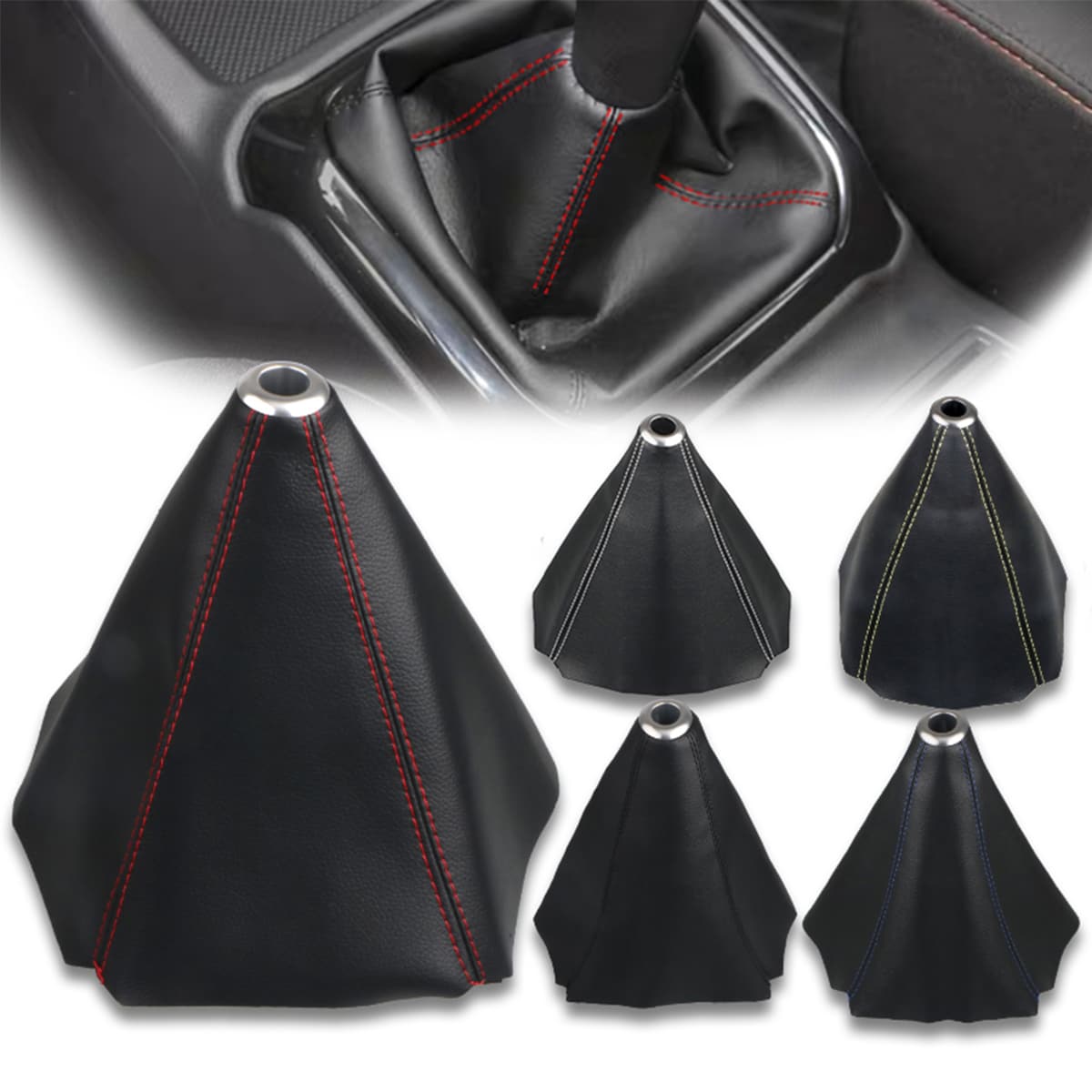 1pc Red Line Manual Shift Gear Dust Cover Suitable For All Cars - Red - View 1