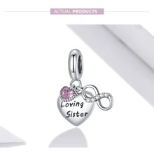 MISEFF 1入組925純銀心形吊墜，適用於女士手鍊、手環和項鍊，DIY精美珠寶禮物