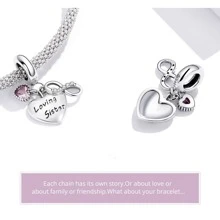 MISEFF 1入組925純銀心形吊墜，適用於女士手鍊、手環和項鍊，DIY精美珠寶禮物