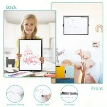 1套白板，16"X12"磁性桌面翻頁式白板與支架，月曆牆掛式可攜式雙面擦拭板，適用於廚房、辦公室、學校，禮品想法，金色-黑色 - 黑色 - 查看 4
