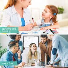 1套白板，16"X12"磁性桌面翻頁式白板與支架，月曆牆掛式可攜式雙面擦拭板，適用於廚房、辦公室、學校，禮品想法，金色-黑色 - 黑色 - 查看 5