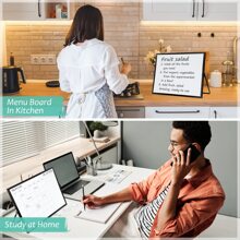 1套白板，16"X12"磁性桌面翻頁式白板與支架，月曆牆掛式可攜式雙面擦拭板，適用於廚房、辦公室、學校，禮品想法，金色-黑色 - 黑色 - 查看 6