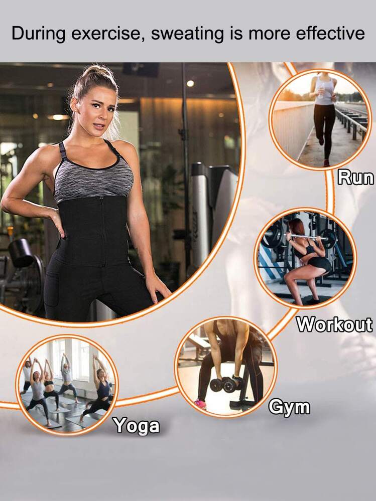 Cinturón entrenador de cintura con cremallera, negro, primavera - Negro - Añade 4