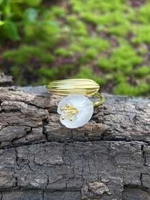 1入組優雅白水晶蘭花圓環女士們首飾類適合女士S925純銀精美可調節圓環精細的首飾類禮品適合女孩日常裝飾