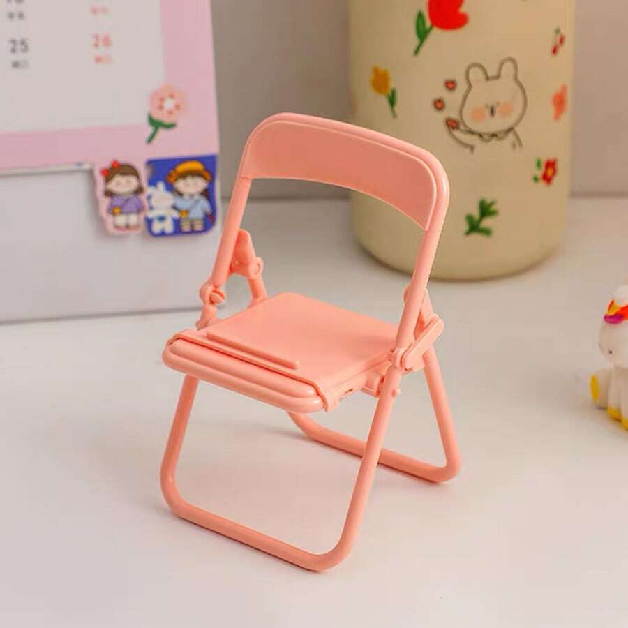 Cute Chair Model Foldable Desktop Decoration Phone Stand Pink - Pink - View 1