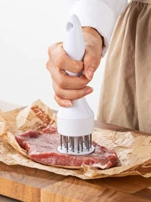 1入肉質軟化器,牛排錘,帶孔肉針,適用於家庭烹飪 - 白色 - 查看 1