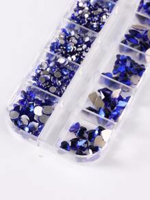 12格水晶美甲水钻蓝色宝石混合形状钻石闪粉美甲装饰美甲配件美甲设计DIY美甲饰品美甲宝石美甲用品美甲 - 寶藍色 - 查看 5