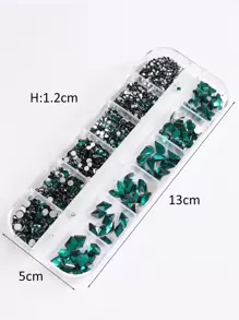 12pcs Crystal Nail Art Rhinestones, Mixed Green Shapes Shiny Nail Glitter Sequins Nail Art Decorations DIY Nail Jewelry Nail Gems Nail Supplies Nails - Green - View 4