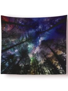 1入組森林夜空圖案數字印花掛毯 - 彩色 - 查看 1