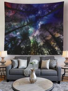 1入組森林夜空圖案數字印花掛毯 - 彩色 - 查看 3