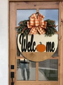 1pc Welcome Sign Pumpkin Shaped Wooden Door Hanger Decoration Craft Best Gifts Birthday Home Decor Halloween Decor Fall Decor Room Decor