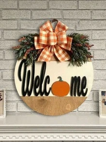 1pc Welcome Sign Pumpkin Shaped Wooden Door Hanger Decoration Craft Best Gifts Birthday Home Decor Halloween Decor Fall Decor Room Decor