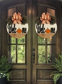 1pc Welcome Sign Pumpkin Shaped Wooden Door Hanger Decoration Craft Best Gifts Birthday Home Decor Halloween Decor Fall Decor Room Decor