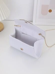1 bolsa clutch elegante em formato de envelope com glitter, adequada para encontros diários, casamentos, passeios e festas em clubes - Branco - Ver 4