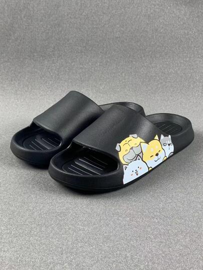 Zapatillas de mujeres con dibujos animados con estampado alta elasticidad cómodo anti deslizante interior