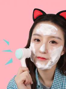 1 cái 2 trong1 Silicone Hai bên Bàn chải làm sạch da mặt & 1 Miếng Trang trí Bow Băng đô tắm Mềm mại Dễ thương Dây buộc tóc trong bồn tắm Đối với Phòng tắm Và Trang điểm - Nhiều màu - Xem 3