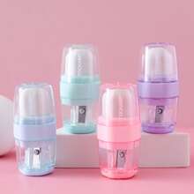 1個隨機創意雙功能削鉛筆器和橡皮筆擦,學生文具獎品禮物