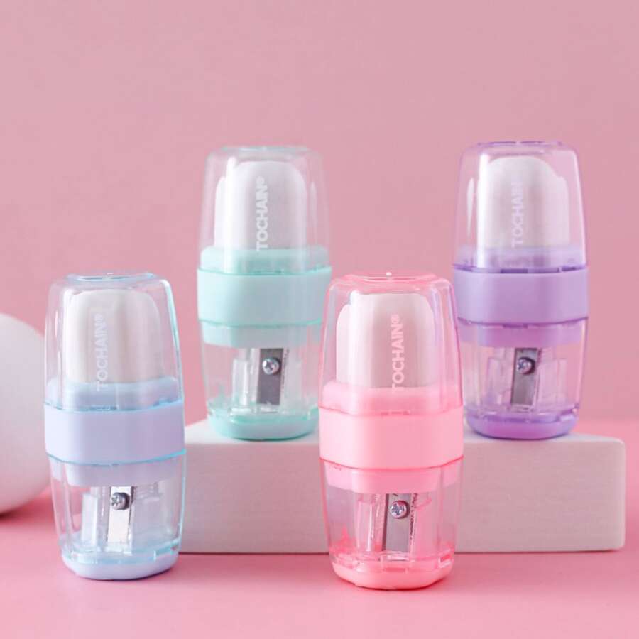 1個隨機創意雙功能削鉛筆器和橡皮筆擦,學生文具獎品禮物