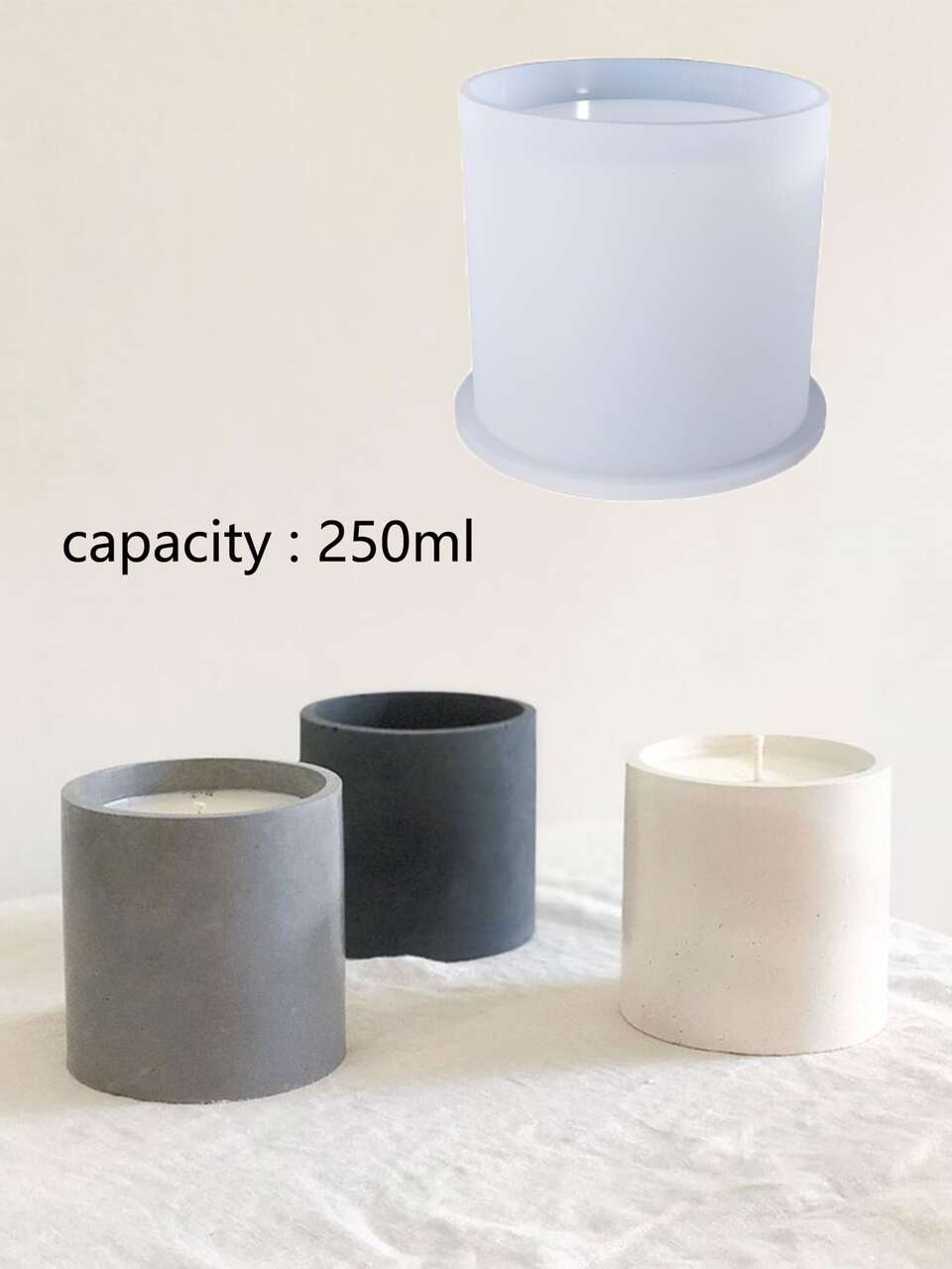 1pc 250ml Capacity Candle Cup Cement Mold, Terrazzo Pencil Holder Silicone Mold, Concrete Circular Flower Pot Mold