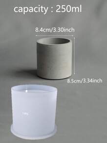 1 khuôn xi măng cốc nến dung tích 250ml, khuôn silicon đựng bút chì Terrazzo, khuôn chậu hoa tròn bằng bê tông - trắng - Xem 3