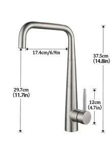 Kitchen Stainless Steel Faucet For Washing Vegetables Or Dishes, With Rotatable Cold And Hot Water Spout For Sink Basin - Grey - View 5