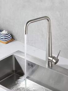Kitchen Stainless Steel Faucet For Washing Vegetables Or Dishes, With Rotatable Cold And Hot Water Spout For Sink Basin - Grey - View 1