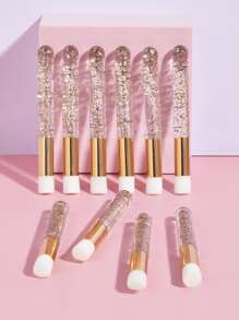 10pcs Eyelash Cleansing Brush, Glitter Handle Solid Color Cleaning Brush For Lashes, Nose And Pores Deep Cleaning Brush Suitable For Facial Cleansing Peel Off Blackhead Brush Remover Tool,Skincare,Room Decor,Home Decor,Bedroom Decor,Bathroom,Christmas Gifts,Bathroom Decor,Travel,Travel Stuff,Wedding,Christmas Party,Mom Gifts,Home,Room,House Decor,Christmas Gift,Gifts For Mom,Birthday,Pink Room Decor,Living Room Decor,Bedroom,Gifts For Men,Dad Gifts,Mushroom,New Years,Mom,Accessories,Gifts For Dad,Friends,Funny Gift - Silver - View 6