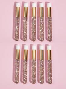 10pcs Eyelash Cleansing Brush, Glitter Handle Solid Color Cleaning Brush For Lashes, Nose And Pores Deep Cleaning Brush Suitable For Facial Cleansing Peel Off Blackhead Brush Remover Tool,Skincare,Room Decor,Home Decor,Bedroom Decor,Bathroom,Christmas Gifts,Bathroom Decor,Travel,Travel Stuff,Wedding,Christmas Party,Mom Gifts,Home,Room,House Decor,Christmas Gift,Gifts For Mom,Birthday,Pink Room Decor,Living Room Decor,Bedroom,Gifts For Men,Dad Gifts,Mushroom,New Years,Mom,Accessories,Gifts For Dad,Friends,Funny Gift - Silver - View 3