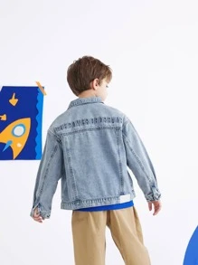 Balabala 男大童翻蓋口袋前排扣牛仔夾克