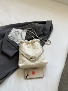 Fashionable Shoulder Chain Bag For Women With Large Capacity - Beige - View 7