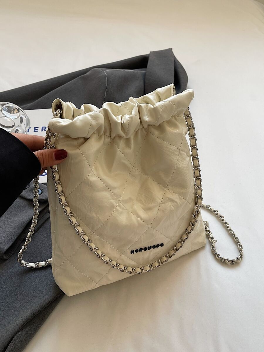 Fashionable Shoulder Chain Bag For Women With Large Capacity - Beige - View 1