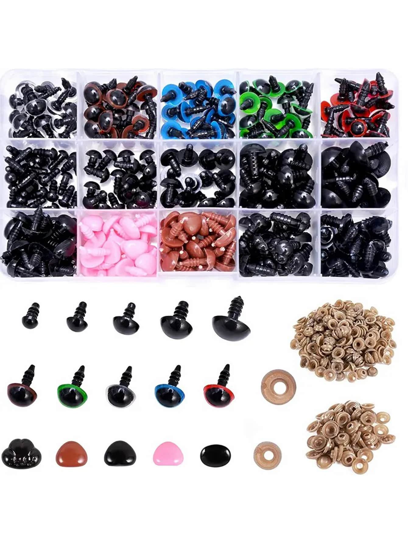 560入組塑膠安全眼睛和在各種各樣尺寸適用於手工製作,勾織玩具和毛絨動物 - 彩色 - 查看 1