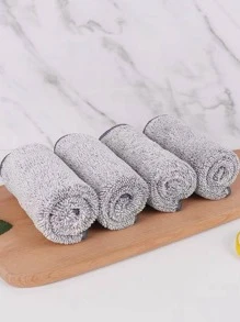 5pcs Kitchen Cleaning Dishcloth, Soft Fiber Dish Towel, Thickened, Absorbent, Oil-removal - Grey - View 5