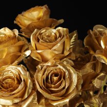 3入組人造玫瑰裝飾品，適用於婚禮、節日、派對或家庭裝飾 - 金色 - 查看 4