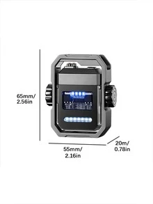 x12機械風雙弧陀螺儀電子脈衝打火機高結尾禮品充電減壓打火機 - 黑色 - 查看 2