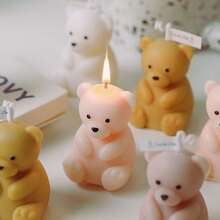 Sitting Bear Aromatherapy Candle, Lovely Handmade Home Decoration, Creative Souvenir For Birthday Cake - White - View 3