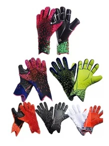 ATLANDER 1双乳胶足球守门员手套成人青少年加厚足球舒适透气耐用防滑专业防护比赛训练守门员足球户外运动男女守门员手套黑色 - 黑色 - 查看 10