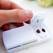 1 Pieza Caja De Almacenamiento De Pastillas, Caja De Pastillas Con Función De Corte, Caja De Pastillas De Almacenamiento Independiente Con Mini Transporte - Blanco - Ver 4