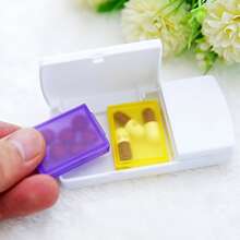 1 Pieza Caja De Almacenamiento De Pastillas, Caja De Pastillas Con Función De Corte, Caja De Pastillas De Almacenamiento Independiente Con Mini Transporte - Blanco - Ver 3