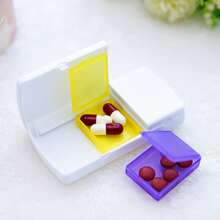 1 Pieza Caja De Almacenamiento De Pastillas, Caja De Pastillas Con Función De Corte, Caja De Pastillas De Almacenamiento Independiente Con Mini Transporte - Blanco - Ver 2