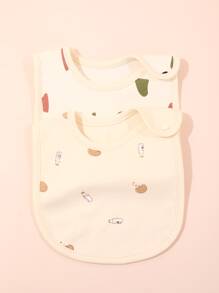 2入組嬰兒瓶和餅乾印花織物圍兜成套工具適用於日常使用 - 彩色 - 查看 1