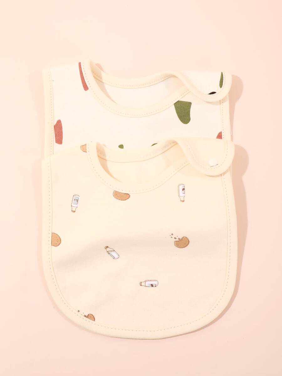 2入組嬰兒瓶和餅乾印花織物圍兜成套工具適用於日常使用 - 彩色 - 查看 1