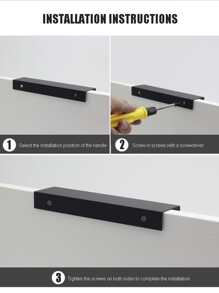 2 Miếng Ẩn giấu Đồ nội thất Tay cầm Mờ Đen Phòng bếp Tủ Kéo , Độ chính xác cao Hợp kim nhôm Phong cách hiện đại Ngón tay Cạnh Kéo Xử lý Đối với Tủ Tủ Và Ngăn kéo - màu đen - Xem 3